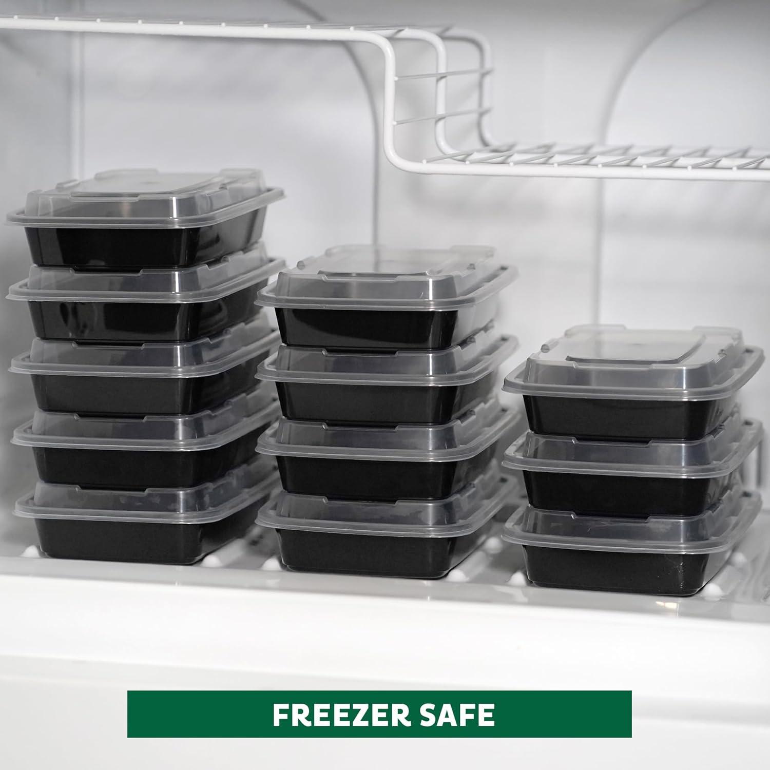 imageFreshware Meal Prep Containers 150 Pack 1 Compartment Food Storage Containers with Lids Bento Box BPA Free Stackable MicrowaveDishwasherFreezer Safe 28 ozBlack