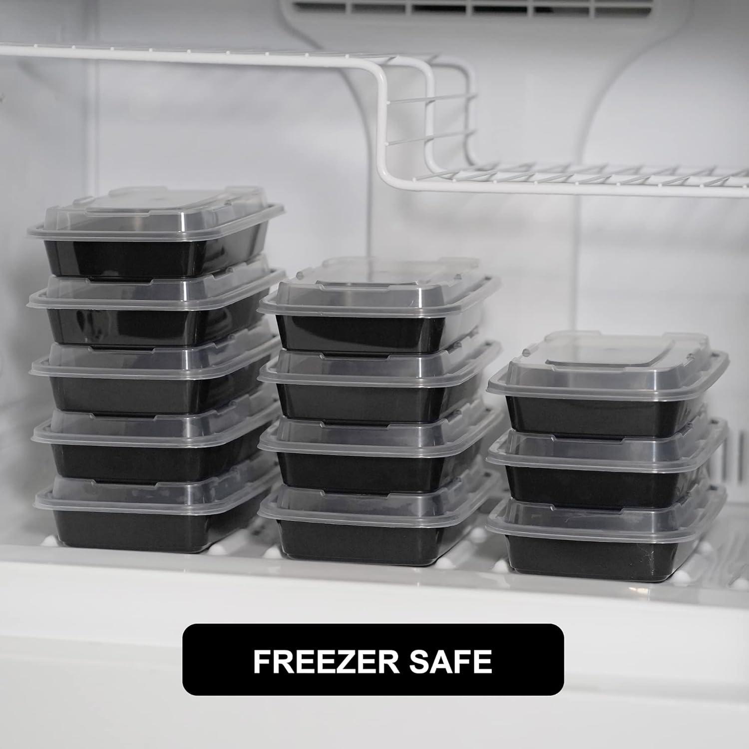 imageFreshware Meal Prep Containers 150 Pack 1 Compartment Food Storage Containers with Lids Bento Box BPA Free Stackable MicrowaveDishwasherFreezer Safe 28 ozBlack