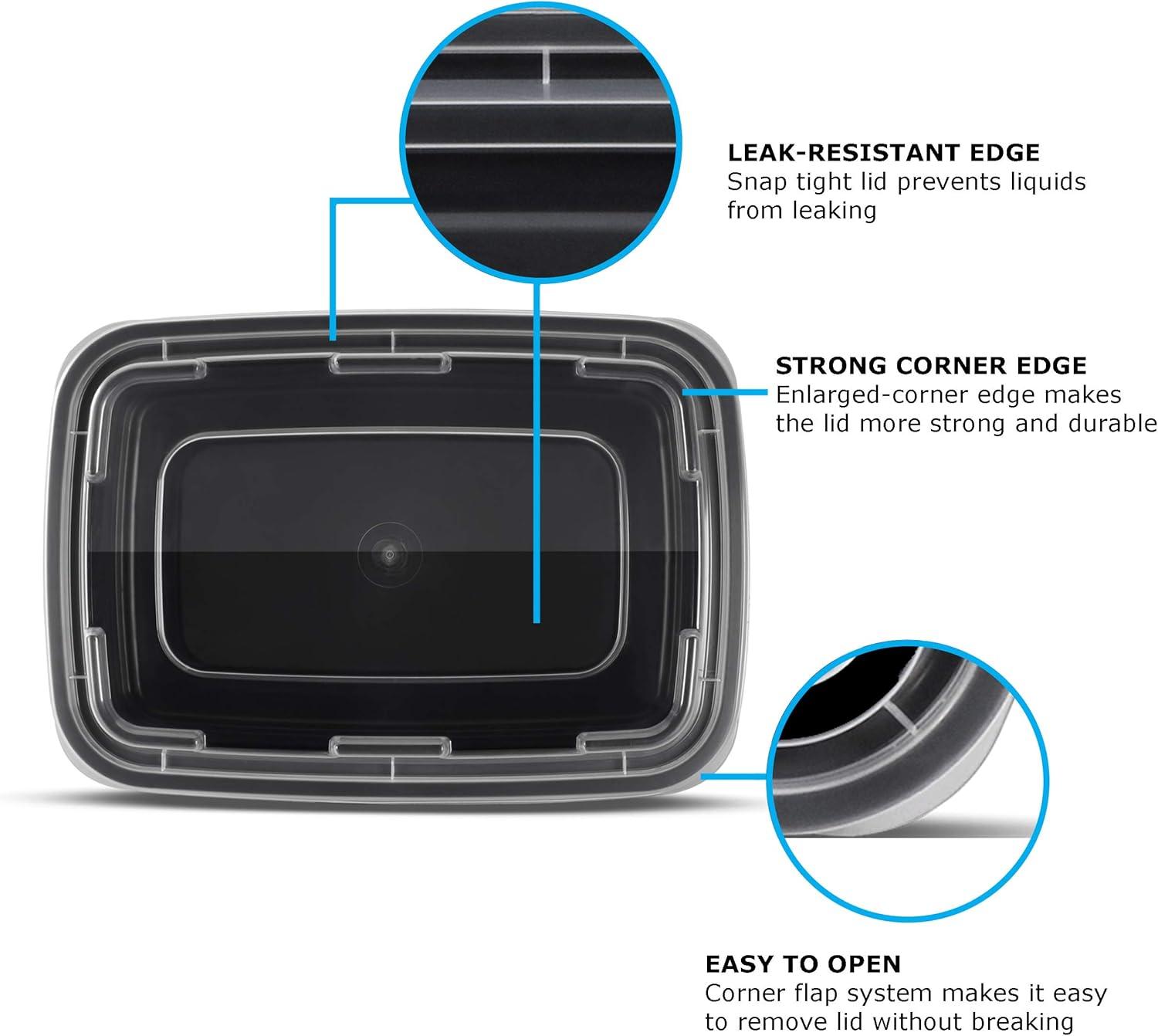imageFreshware Meal Prep Containers 150 Pack 1 Compartment Food Storage Containers with Lids Bento Box BPA Free Stackable MicrowaveDishwasherFreezer Safe 28 ozBlack