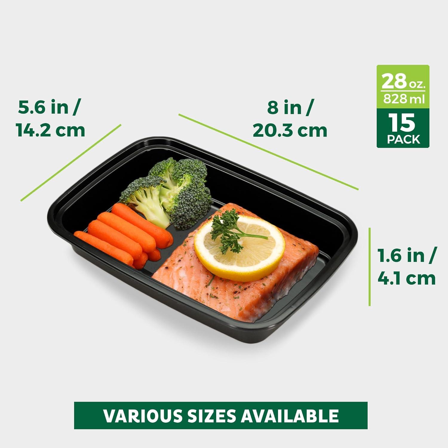 imageFreshware Meal Prep Containers 150 Pack 1 Compartment Food Storage Containers with Lids Bento Box BPA Free Stackable MicrowaveDishwasherFreezer Safe 28 ozBlack