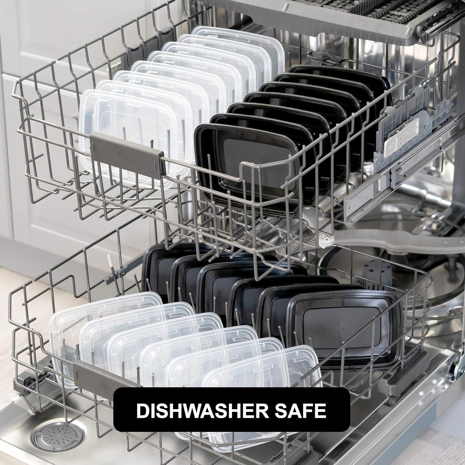 imageFreshware Meal Prep Containers 150 Pack 1 Compartment Food Storage Containers with Lids Bento Box BPA Free Stackable MicrowaveDishwasherFreezer Safe 28 ozBlack