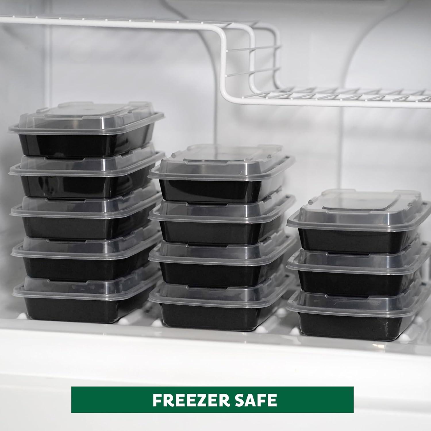 imageFreshware Meal Prep Containers 150 Pack 1 Compartment Food Storage Containers with Lids Bento Box BPA Free Stackable MicrowaveDishwasherFreezer Safe 28 ozBlack