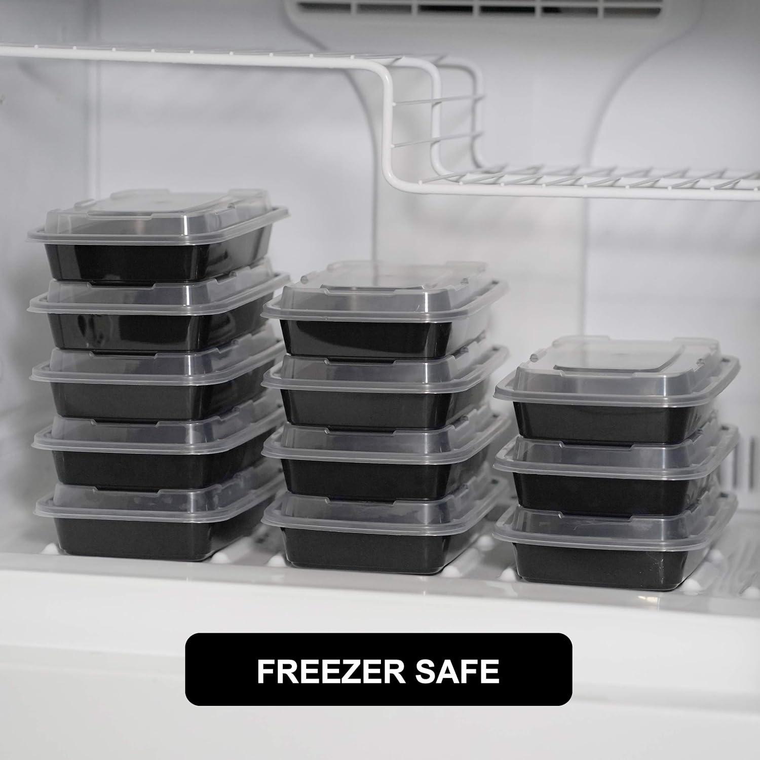 imageFreshware Meal Prep Containers 150 Pack 1 Compartment Food Storage Containers with Lids Bento Box BPA Free Stackable MicrowaveDishwasherFreezer Safe 28 ozBlack