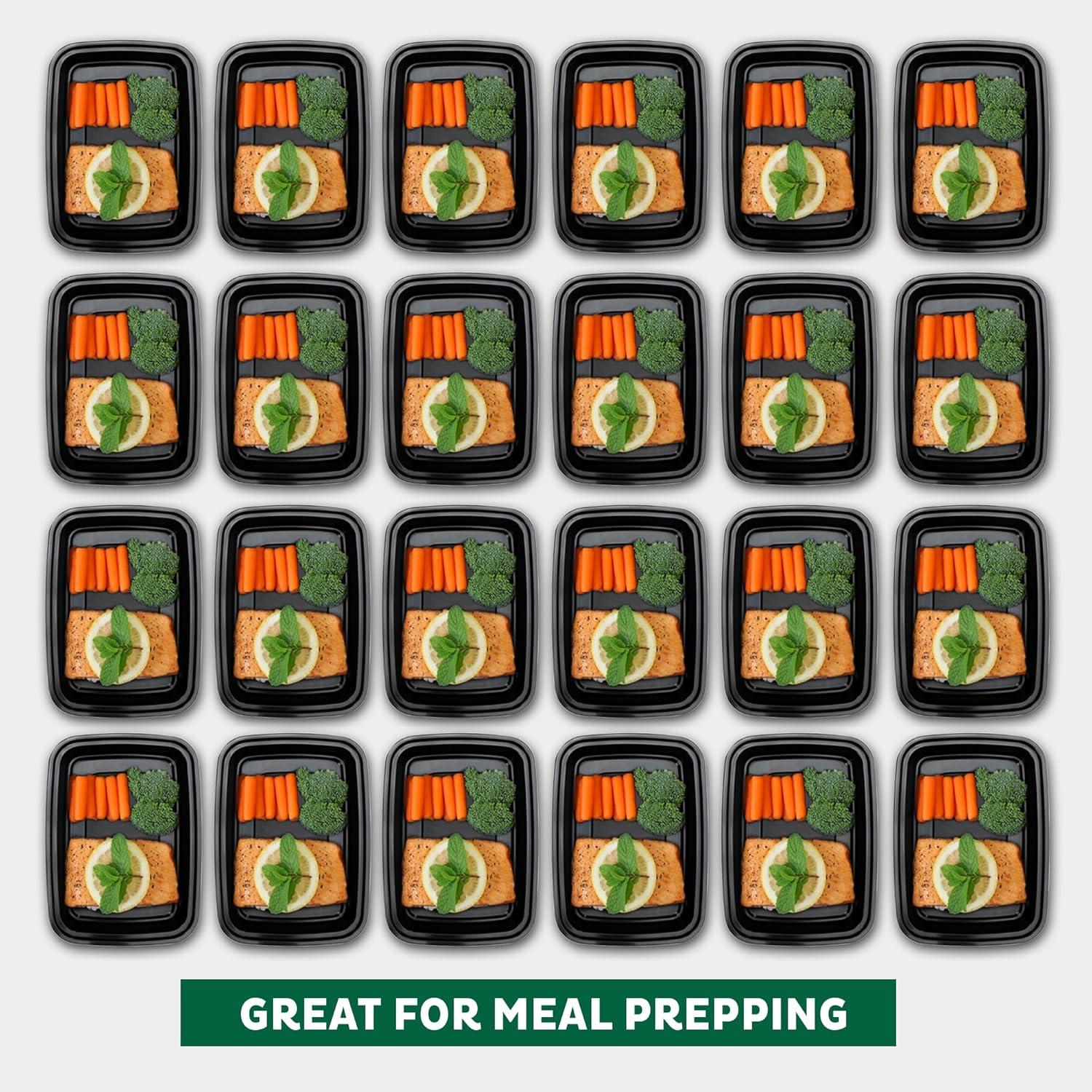 imageFreshware Meal Prep Containers 150 Pack 1 Compartment Food Storage Containers with Lids Bento Box BPA Free Stackable MicrowaveDishwasherFreezer Safe 28 ozBlack