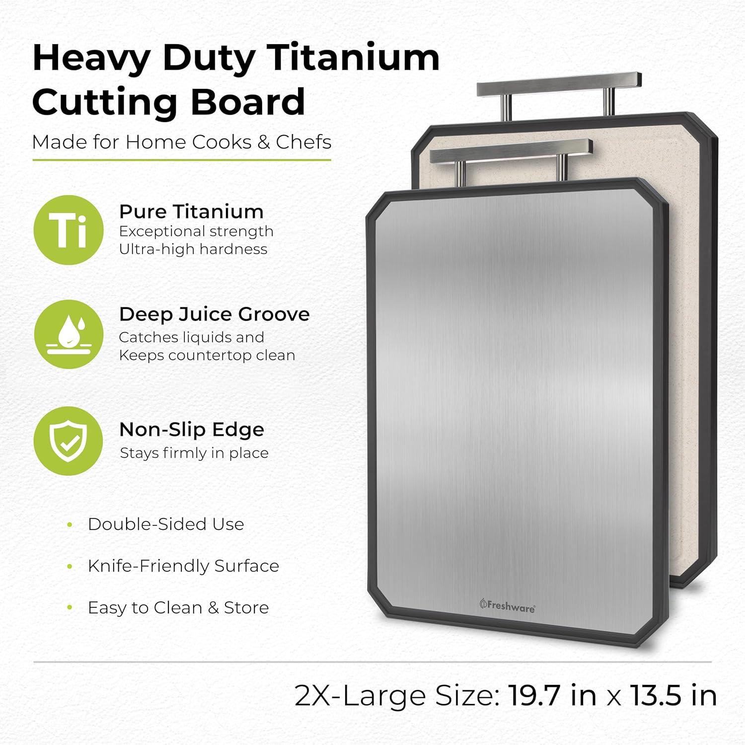 imageFreshware Titanium Cutting Board for Kitchen Double Sided and Non Slip Cutting Boards Pure TitaniumPP Chopping Board with Juice Grooves Dishwasher Safe Large 152 by 105197L x 135W