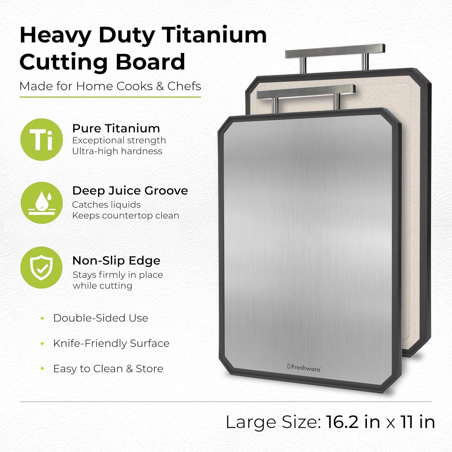 imageFreshware Titanium Cutting Board for Kitchen Double Sided and Non Slip Cutting Boards Pure TitaniumPP Chopping Board with Juice Grooves Dishwasher Safe Large 152 by 105162L x 11W