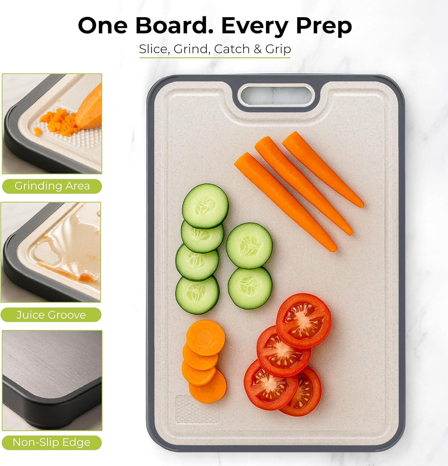imageFreshware Titanium Cutting Board for Kitchen Double Sided and Non Slip Cutting Boards Pure TitaniumPP Chopping Board with Juice Grooves Dishwasher Safe Large 152 by 105152L x 105W