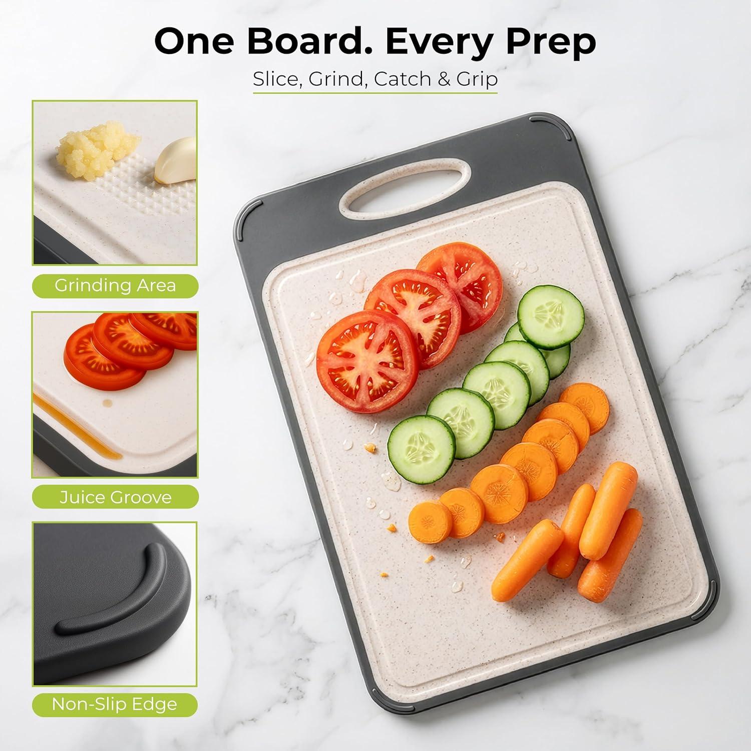 imageFreshware Titanium Cutting Board for Kitchen Double Sided and Non Slip Cutting Boards Pure TitaniumPP Chopping Board with Juice Grooves Dishwasher Safe Large 152 by 105158L x 106W