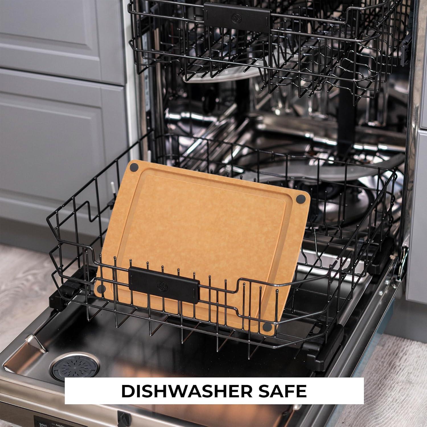 imageFreshware Wood Cutting Boards for Kitchen Dishwasher Safe Medium 12 x 9 and Large 15 x 1125 Set of 2 Black15 x 1125 Groove Natural Slate