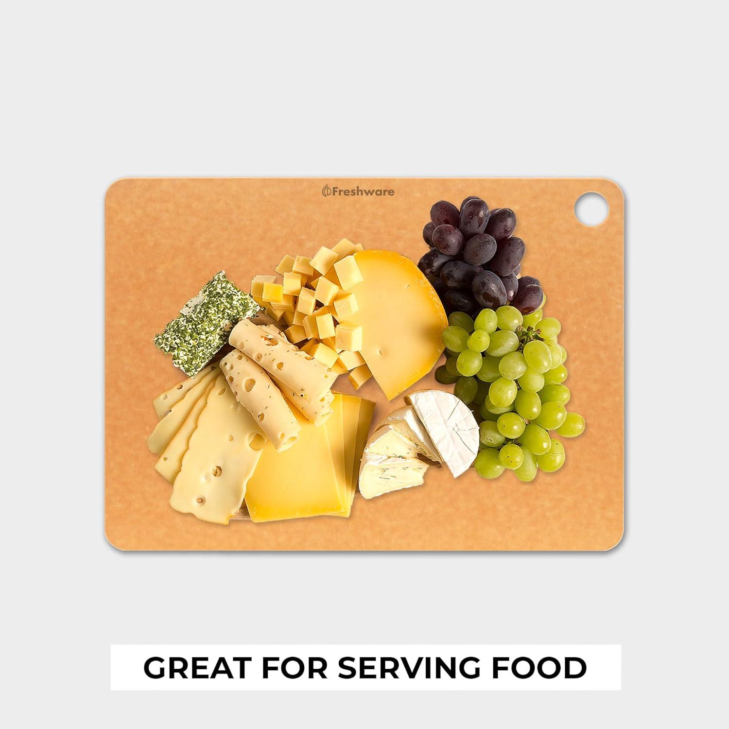 imageFreshware Wood Cutting Boards for Kitchen Dishwasher Safe Medium 12 x 9 and Large 15 x 1125 Set of 2 Black15 x 1125 No Groove Natural