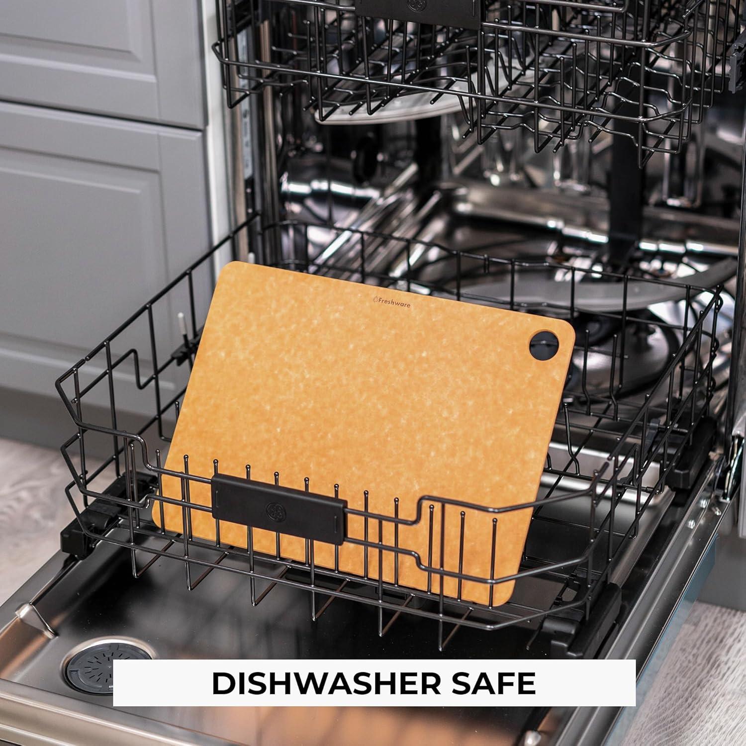 imageFreshware Wood Cutting Boards for Kitchen Dishwasher Safe Medium 12 x 9 and Large 15 x 1125 Set of 2 Black15 x 1125 No Groove Natural