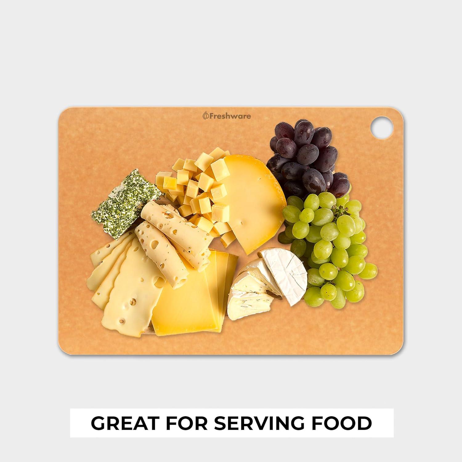 imageFreshware Wood Cutting Boards for Kitchen Dishwasher Safe Medium 12 x 9 and Large 15 x 1125 Set of 2 Black18 x 13 No Groove Natural Slate