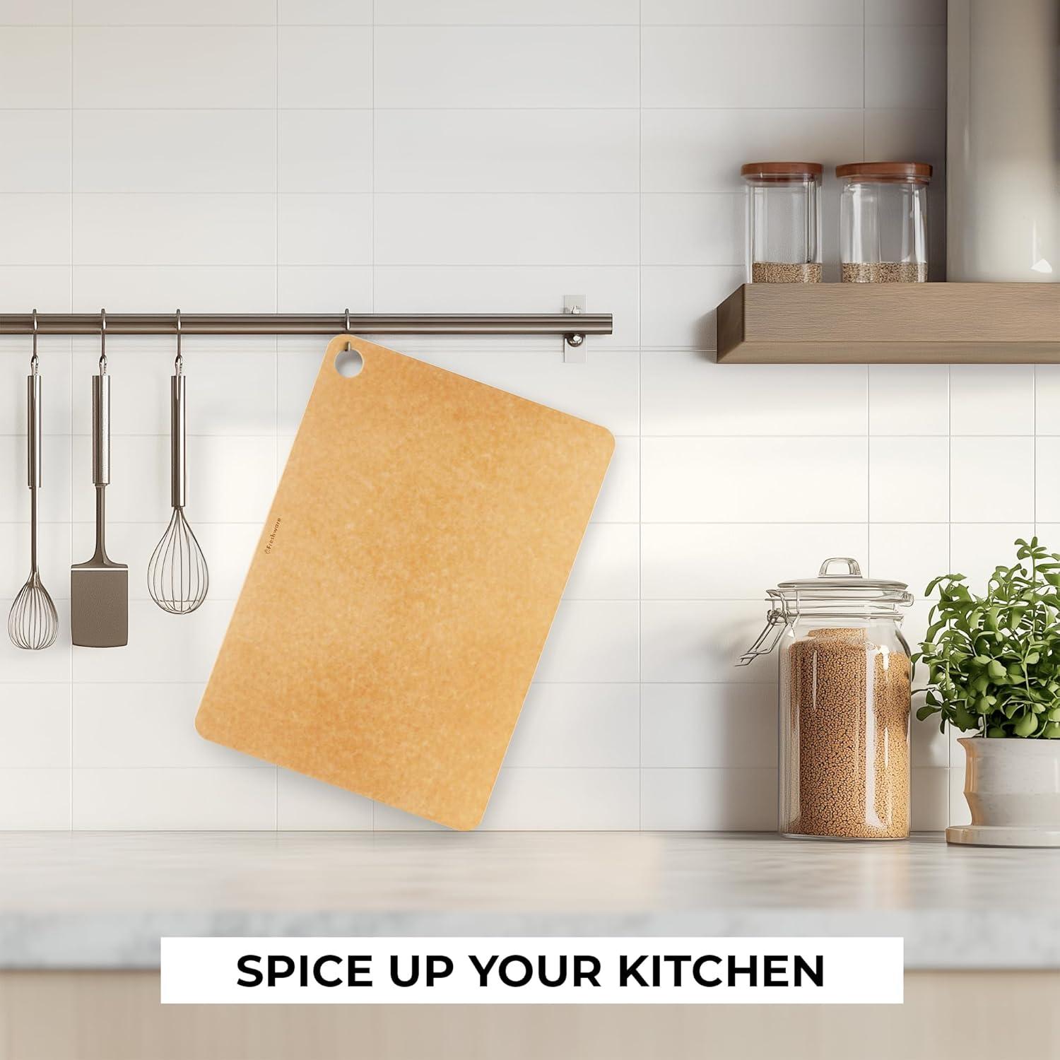 imageFreshware Wood Cutting Boards for Kitchen Dishwasher Safe Medium 12 x 9 and Large 15 x 1125 Set of 2 Black18 x 13 No Groove Natural Slate