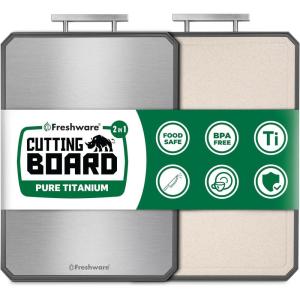 Freshware Titanium Cutting Board for Kitchen, Double Sided and Non Slip Cutting Boards, Pure Titanium/PP, Chopping Board with Juice Grooves, Dishwasher Safe, Large 15.2″ by 10.5″(16.2″L x 11″W)