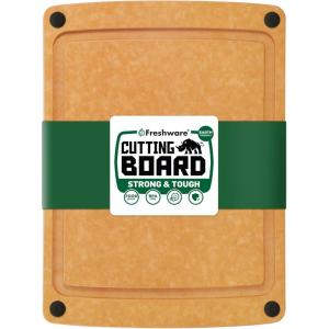Freshware Wood Cutting Boards for Kitchen, Dishwasher Safe, Medium 12″ x 9″ and Large, 15″ x 11.25″, Set of 2, Black(20″ x 14″ [Groove] [Natural])